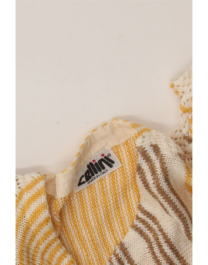 Cellini Womens Cardigan Sweater UK 12 Medium Off White Striped