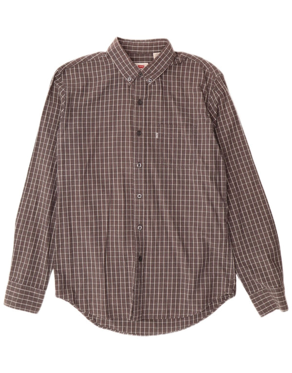 Levi's Mens Shirt Medium Grey Check Cotton