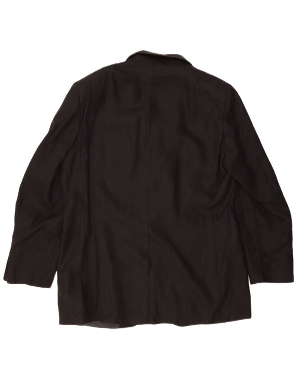 Marks & Spencer Mens 3 Button Blazer Jacket UK 40 Large Black Linen