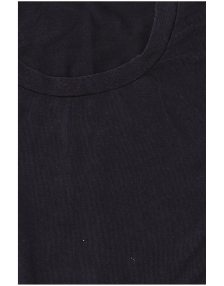 Reiss Mens T-Shirt Top Large Navy Blue Lyocell