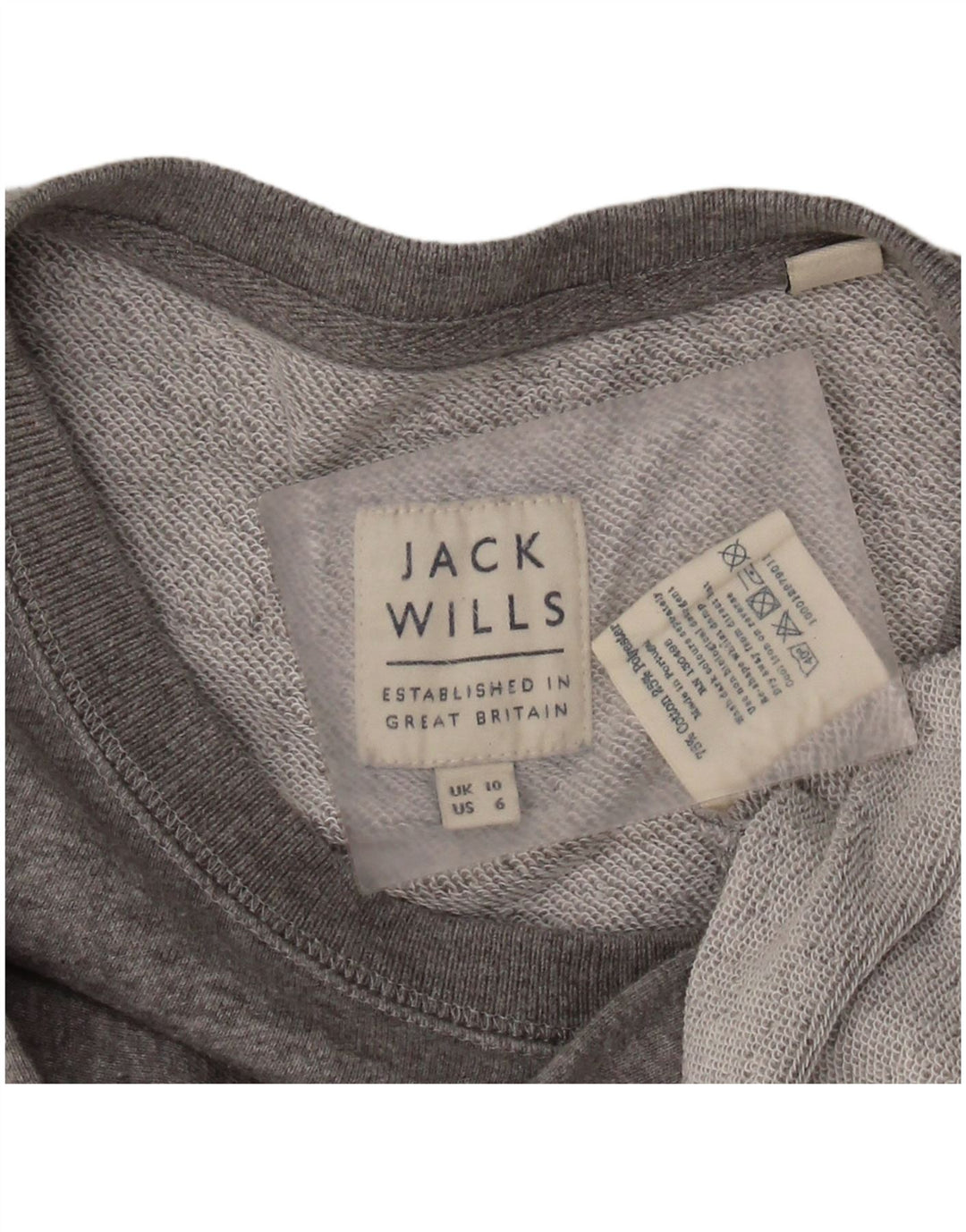JACK WILLS Womens Graphic Sweatshirt Jumper UK 10 Small Grey Cotton