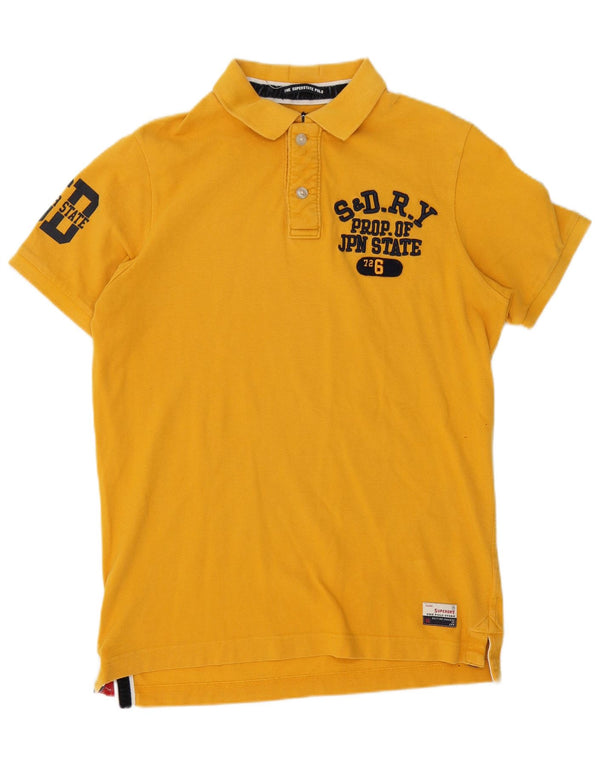 Superdry Mens Graphic Polo Shirt XL Yellow Cotton