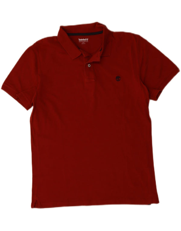 TIMBERLAND Mens Slim Fit Polo Shirt Medium Red Cotton