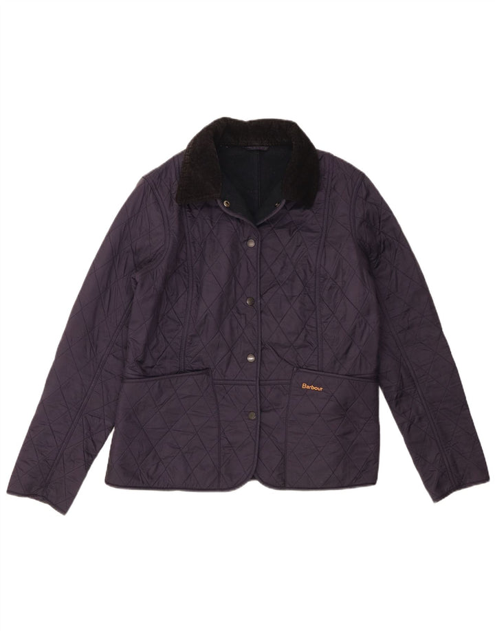 Barbour Womens Quilted Jacket UK 14 Large Navy Blue Colourblock