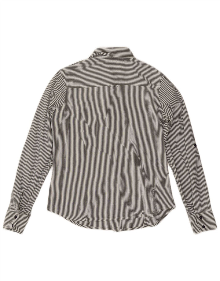 Carrera Womens Shirt UK 12 Medium Grey Striped