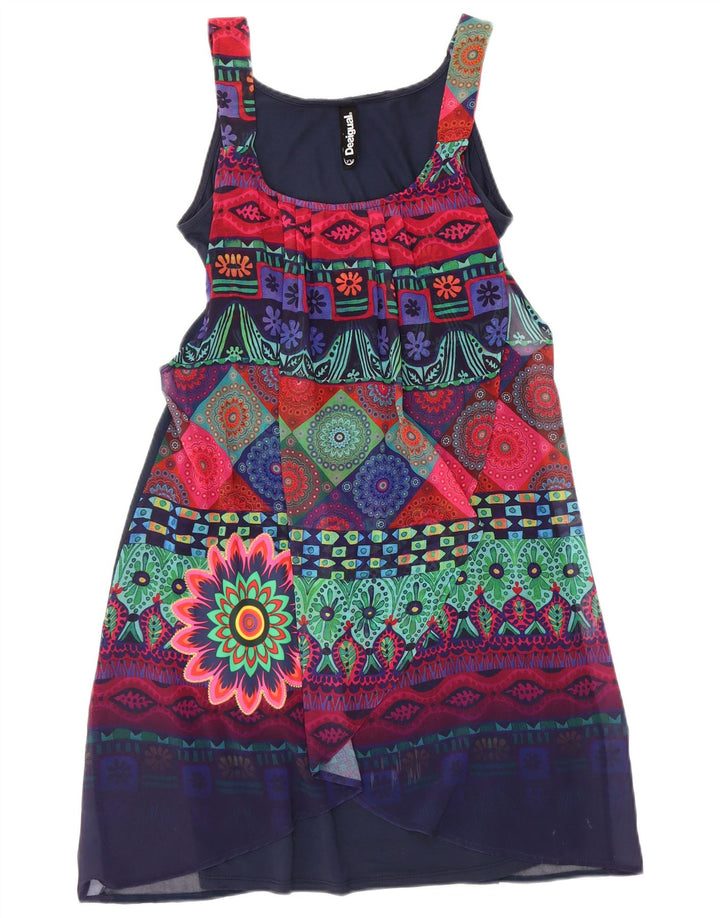 Desigual Womens Abstract Pattern Sleeveless Basic Dress EU 34 XS Navy Blue