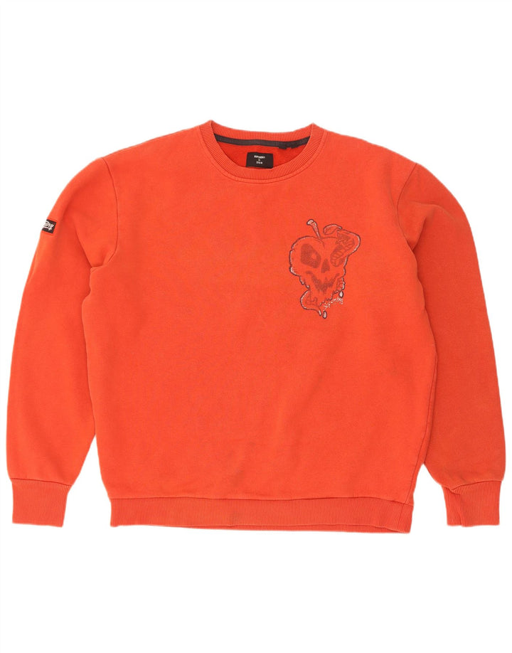 Superdry Mens Graphic Sweatshirt Jumper Medium Orange Cotton