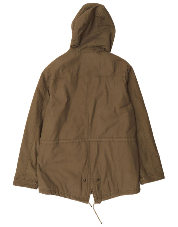 Vintage Industries Mens Hooded Parka Jacket UK 44 2XL Khaki Polyester