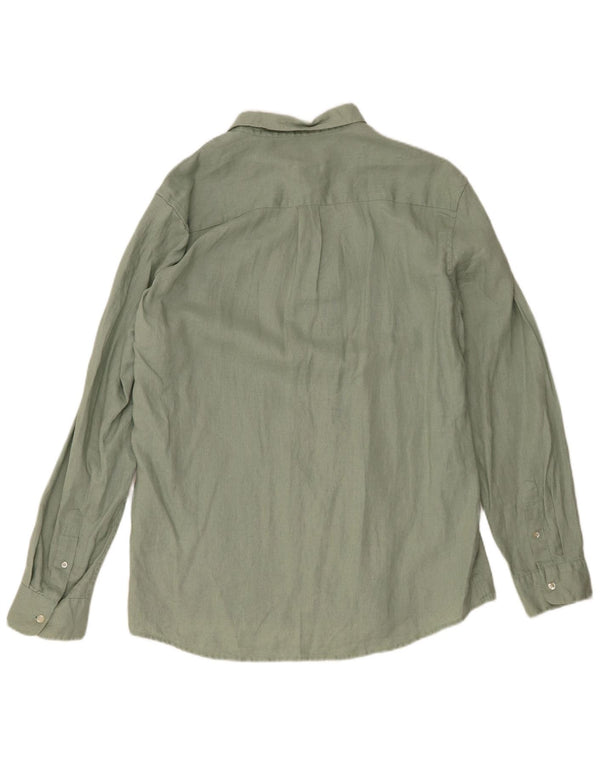 French Connection Mens Classic Fit Shirt Large Green Linen