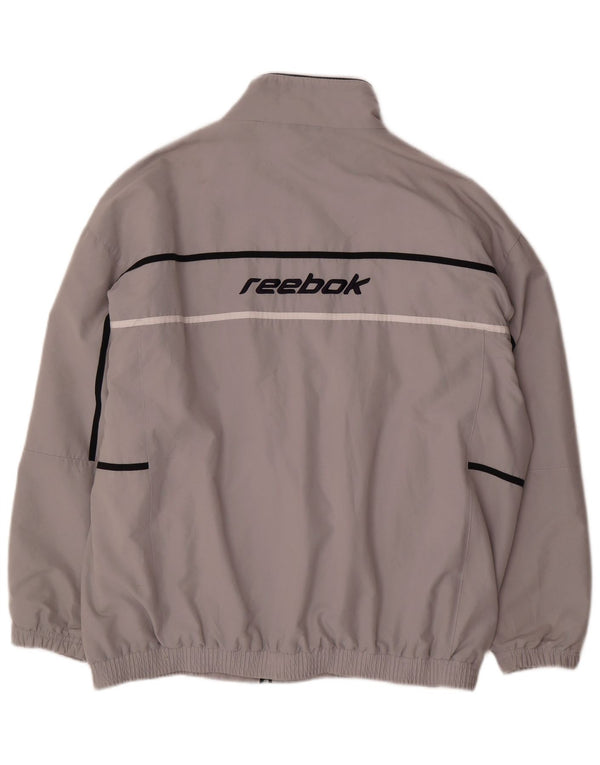 Reebok Mens Graphic Tracksuit Top Jacket Large Grey Colourblock Polyester