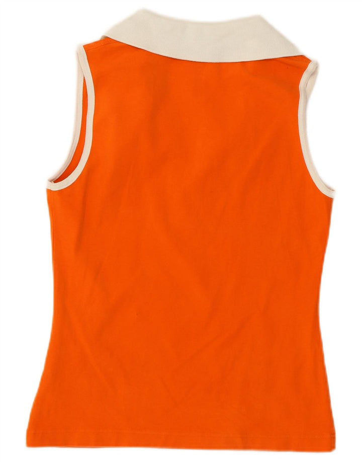 LACOSTE Womens Sleeveless Polo Shirt Size 38 Medium Orange Colourblock