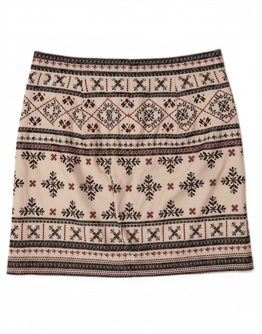 WHITE STUFF Womens Mini Skirt UK 10 Small W32  Off White Fair Isle Cotton