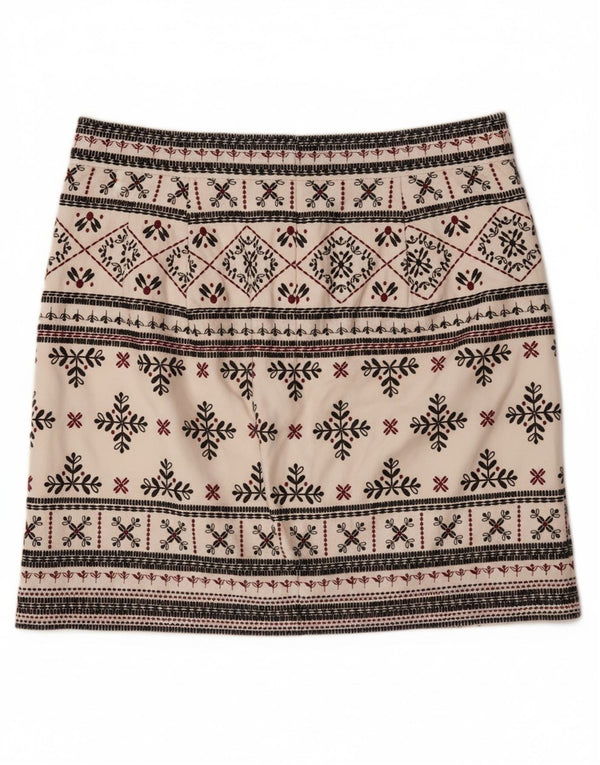 WHITE STUFF Womens Mini Skirt UK 10 Small W32  Off White Fair Isle Cotton