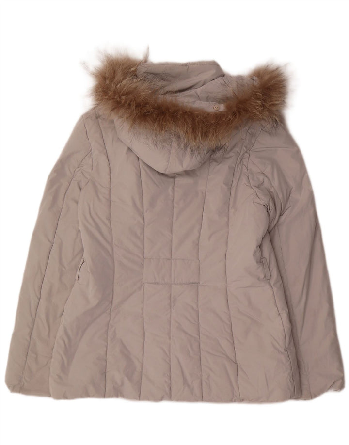 Sergio Tacchini Womens Hooded Padded Jacket US 14 XL Grey Polyester