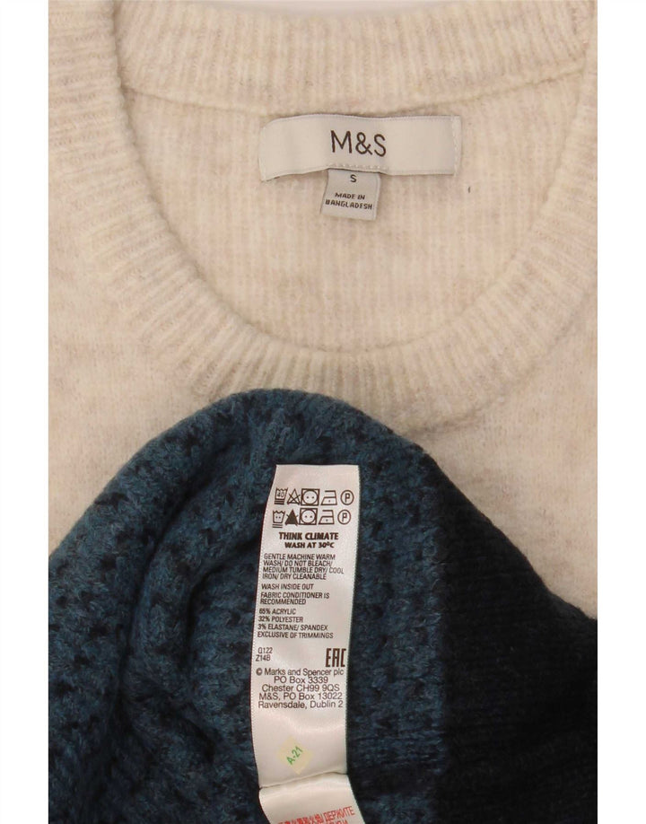Marks & Spencer Mens Crew Neck Jumper Sweater Small Navy Blue Colourblock