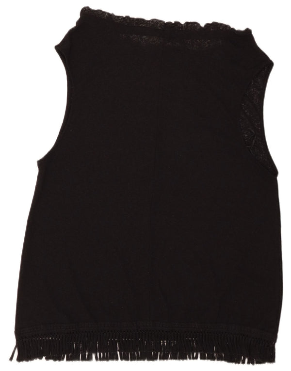 ZARA Womens Sleeveless Blouse Top UK 16 Large Black