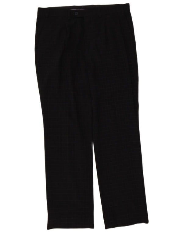 Marks & Spencer Mens Blue Harbour Straight Suit Trousers W36 L31 Navy Check