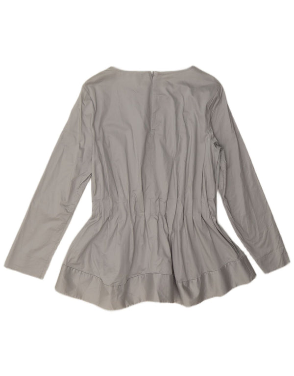 Cos Womens Long Sleeve Blouse Top EU 38 Medium Grey Cotton