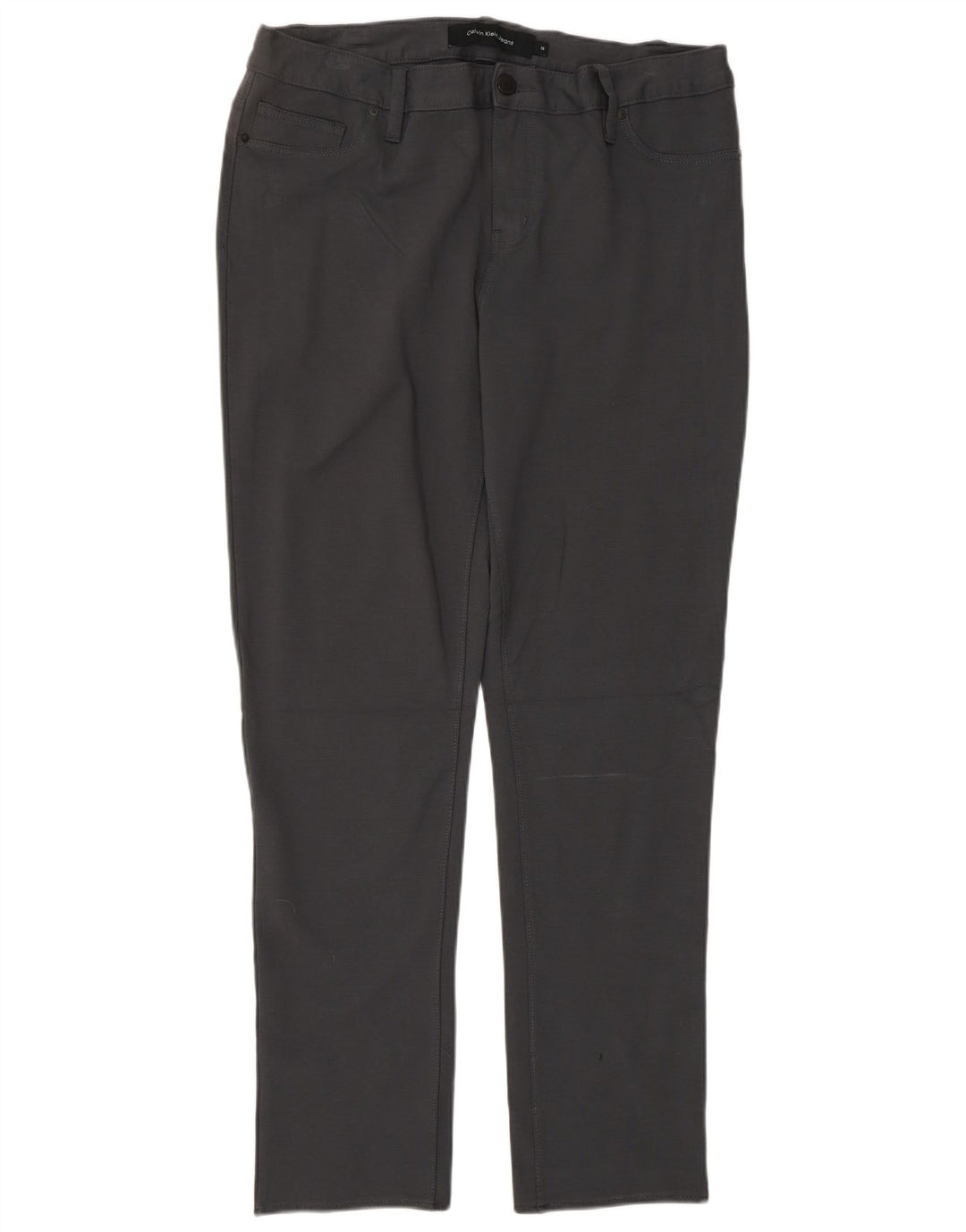 CALVIN KLEIN Womens Slim Casual Trousers US 14 XL W34 L32 Grey Viscose