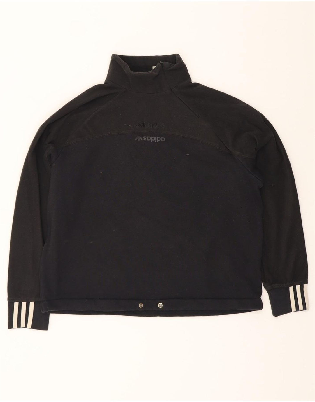 ADIDAS Womens Oversized Sweatshirt Jumper UK 12 Medium Navy Blue Vintage Adidas and Second-Hand Adidas from Messina Hembry 