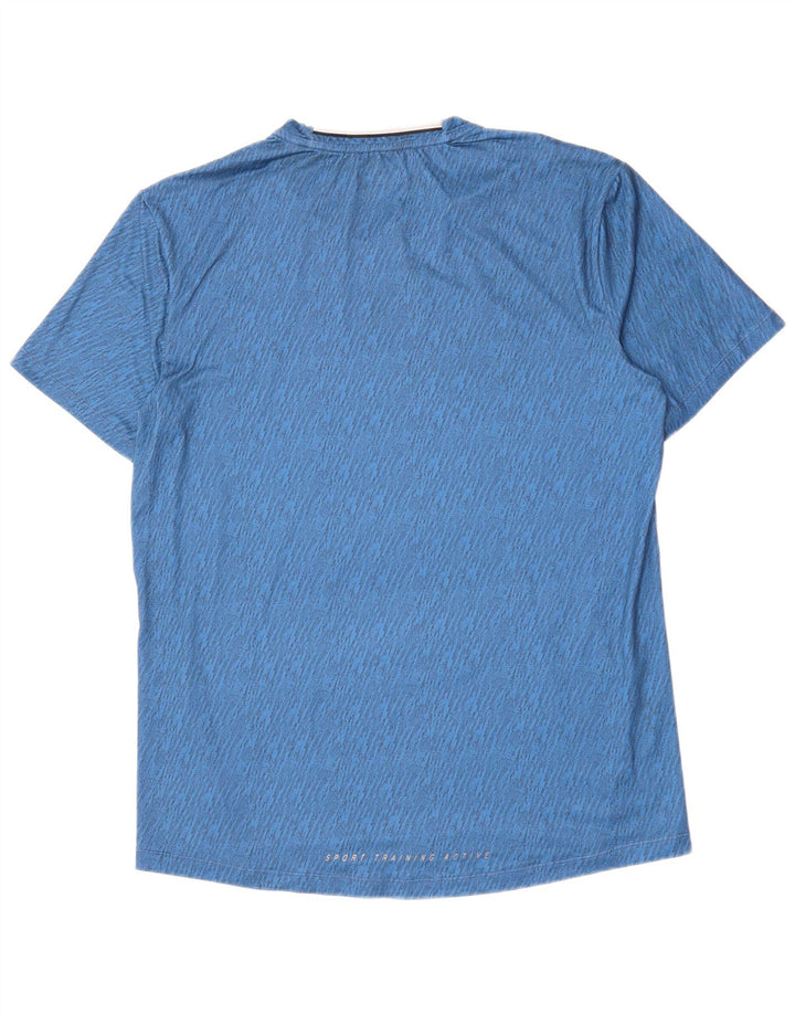 Lotto Mens T-Shirt Top XL Blue Houndstooth