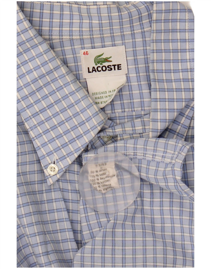 Lacoste Mens Shirt Size 46 2XL Blue Gingham Cotton