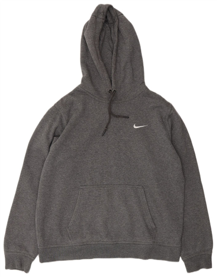 NIKE Mens Hoodie Jumper Large Grey Cotton