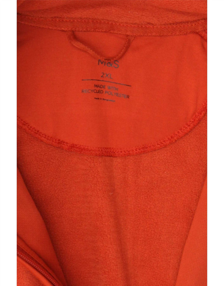 Marks & Spencer Mens Fleece Jacket UK 44 2XL Orange Polyester