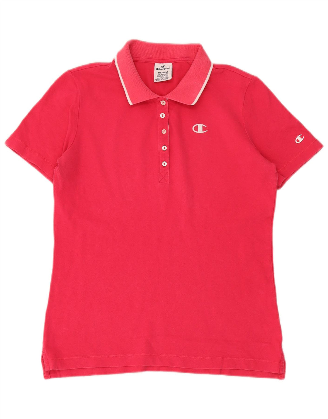 Champion Womens Polo Shirt UK 12 Medium Pink