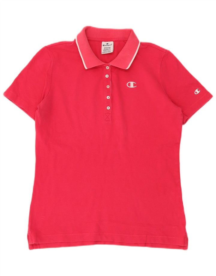 Champion Womens Polo Shirt UK 12 Medium Pink
