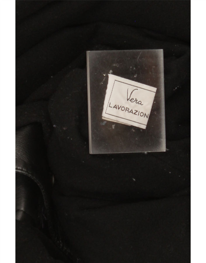 Vintage Womens Leather Coat IT 42 Medium Black Leather