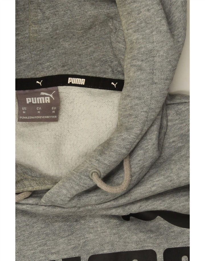 Puma Mens Graphic Hoodie Jumper Medium Grey Cotton