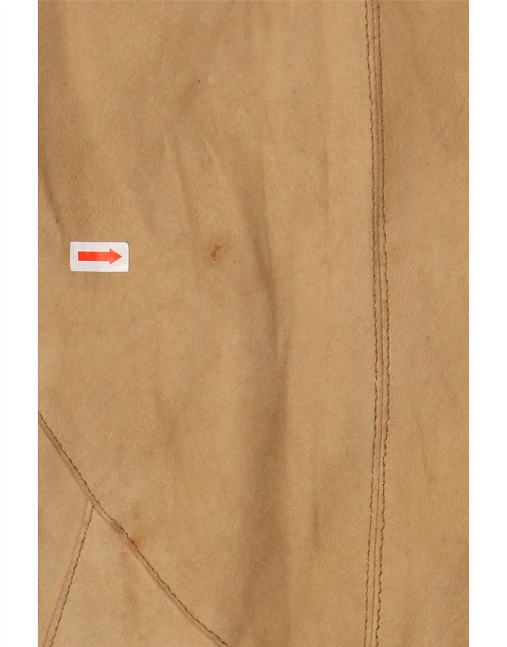 VINTAGE Mens Suede Bomber Jacket UK 38 Medium Beige