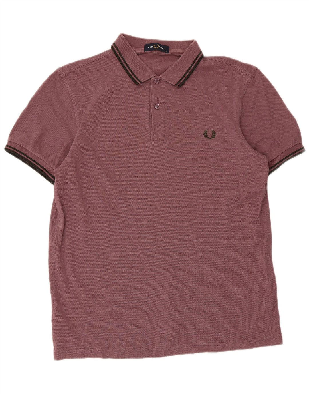 Fred Perry Mens Polo Shirt Medium Brown Striped Cotton