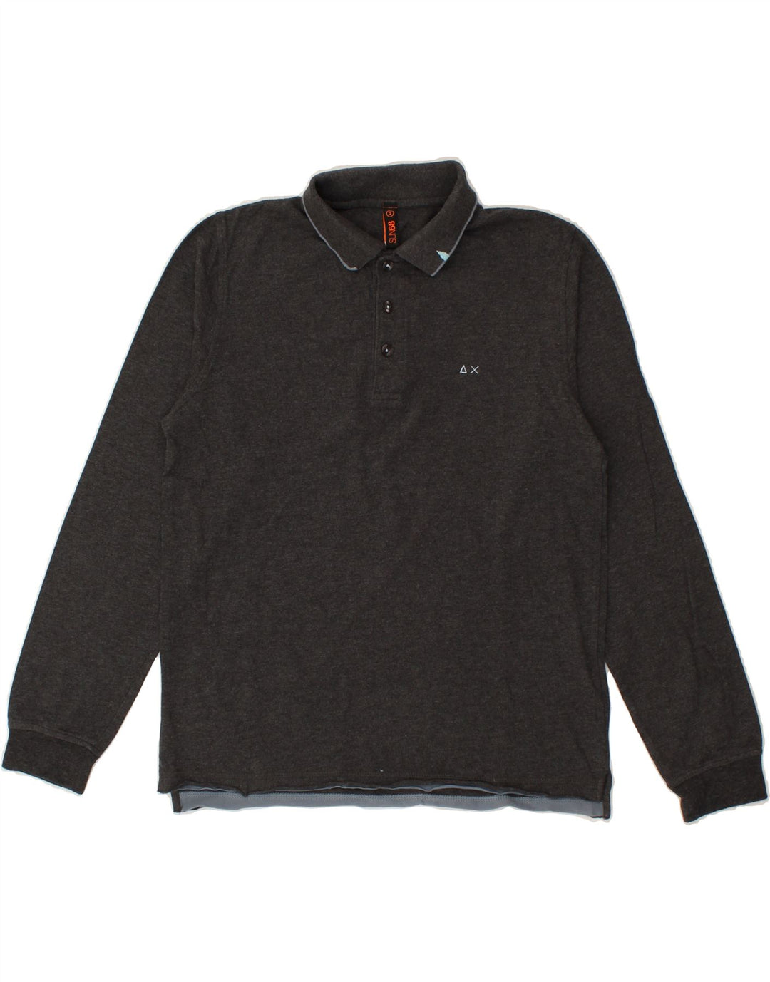 SUN68 Mens Long Sleeve Polo Shirt Small Grey Cotton Vintage Sun68 and Second-Hand Sun68 from Messina Hembry 