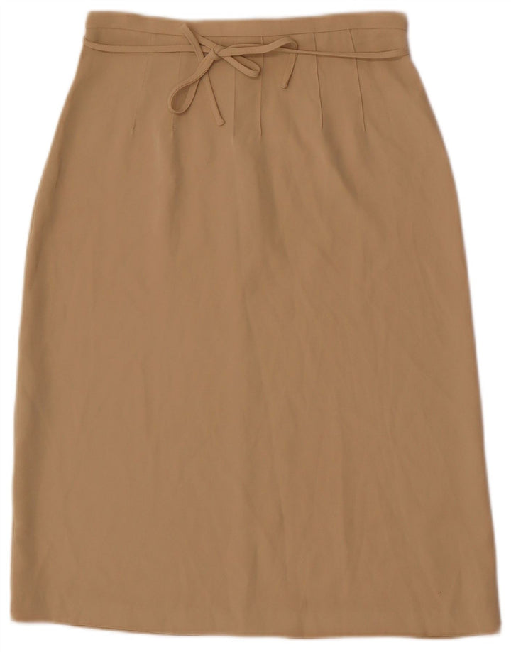 Stefanel Womens Midi Skirt IT 40 Small W26 Beige Polyester