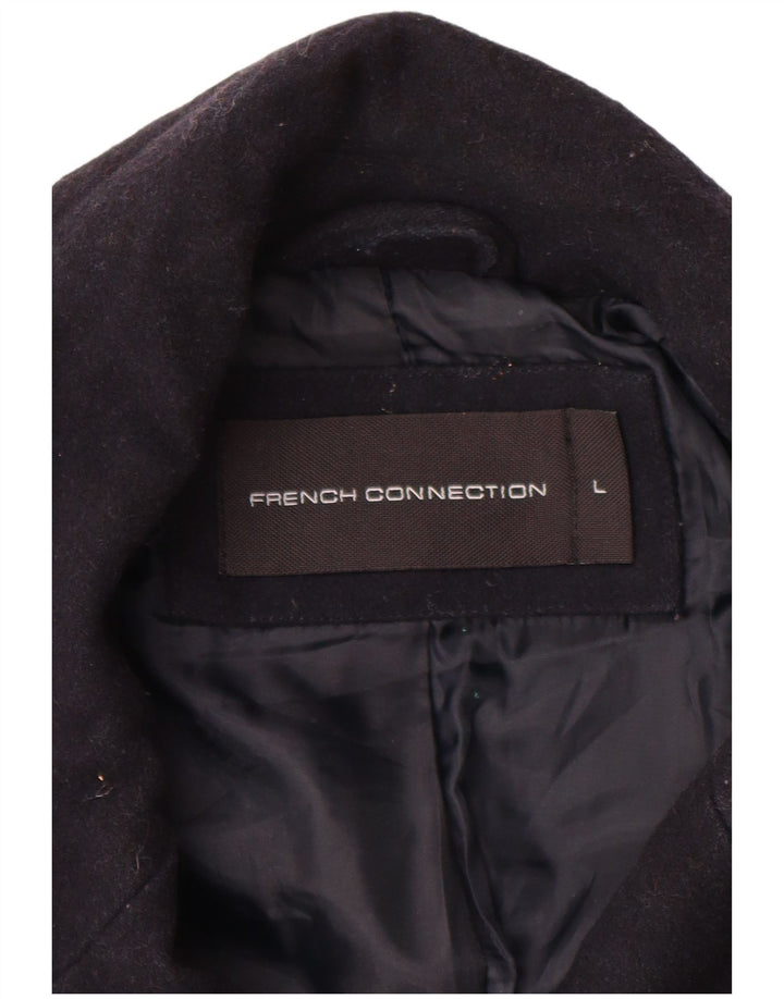FRENCH CONNECTION Mens Double Breasted Coat UK 40 Large Navy Blue
