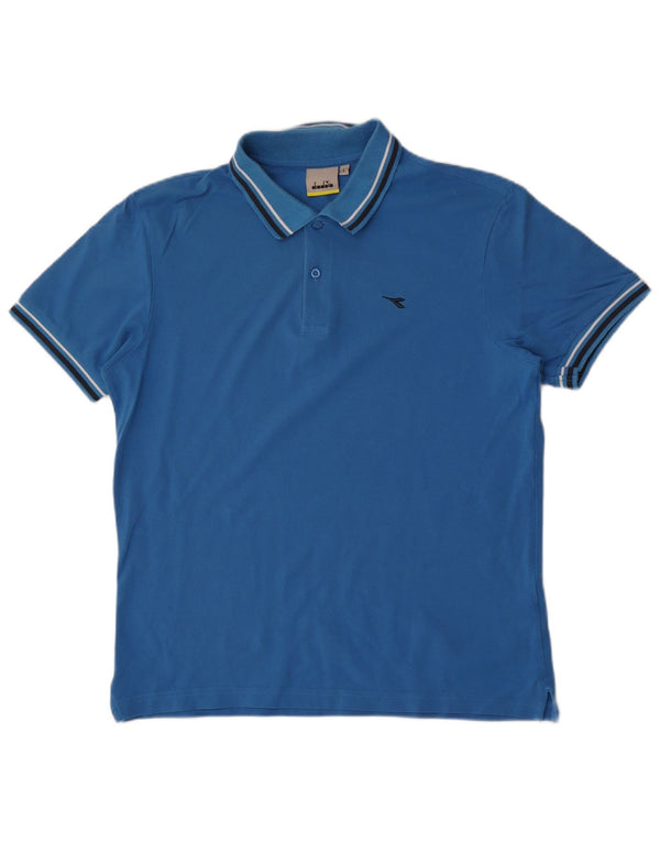 Diadora Mens Polo Shirt Large Blue Cotton