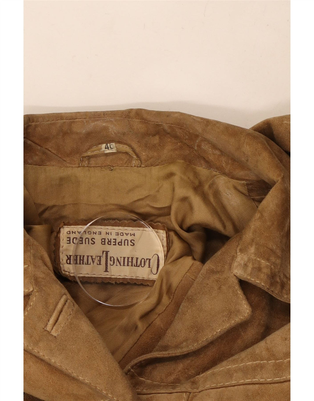 VINTAGE Womens Suede Jacket IT 46 Large Beige Leather