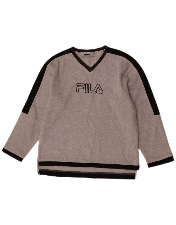 Fila Boys Graphic Fleece Jumper 15-16 Years XL Grey Colourblock Polyester