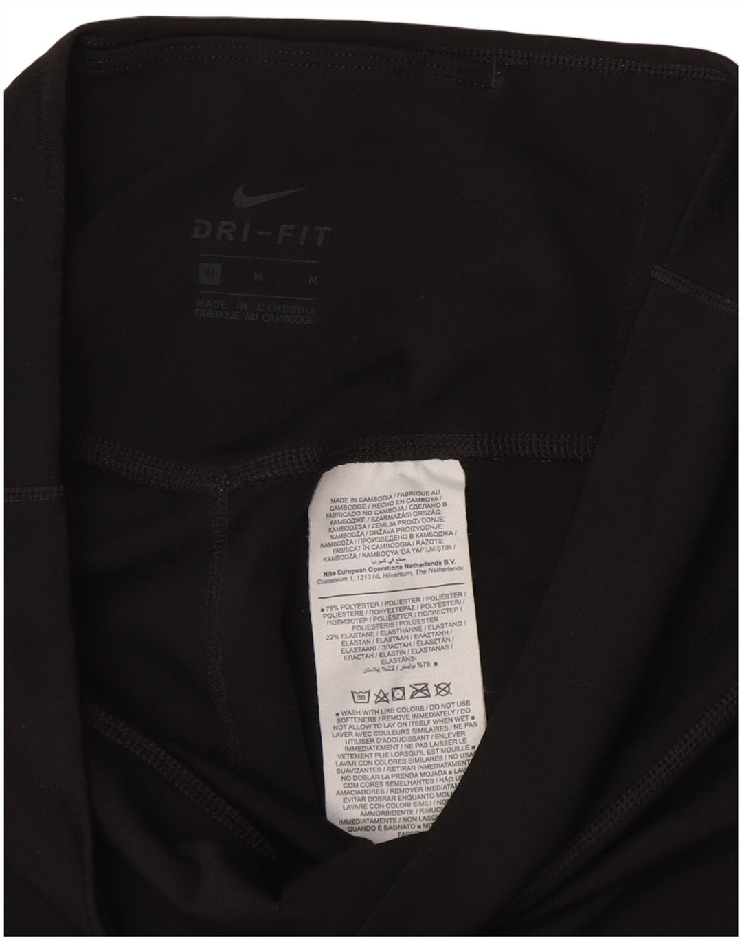 NIKE Womens Dri Fit Capri Leggings UK 12 Medium Black Polyester
