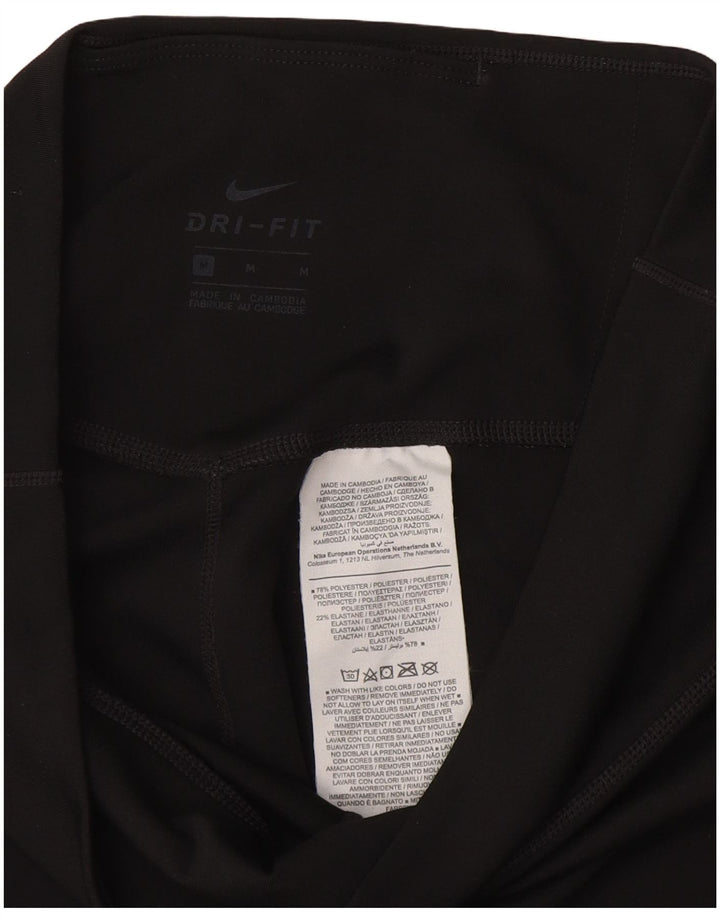 NIKE Womens Dri Fit Capri Leggings UK 12 Medium Black Polyester