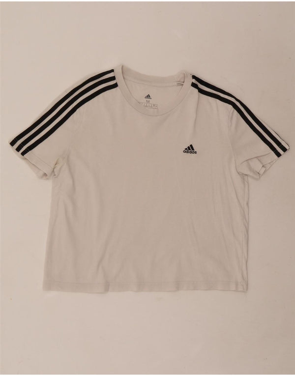 Adidas Womens Crop T-Shirt Top UK 12/14 Medium White