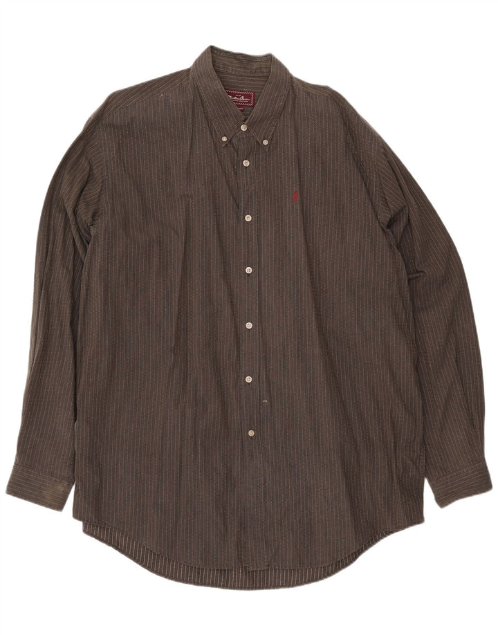 Marlboro Classics Mens Shirt 3XL Grey Pinstripe Cotton