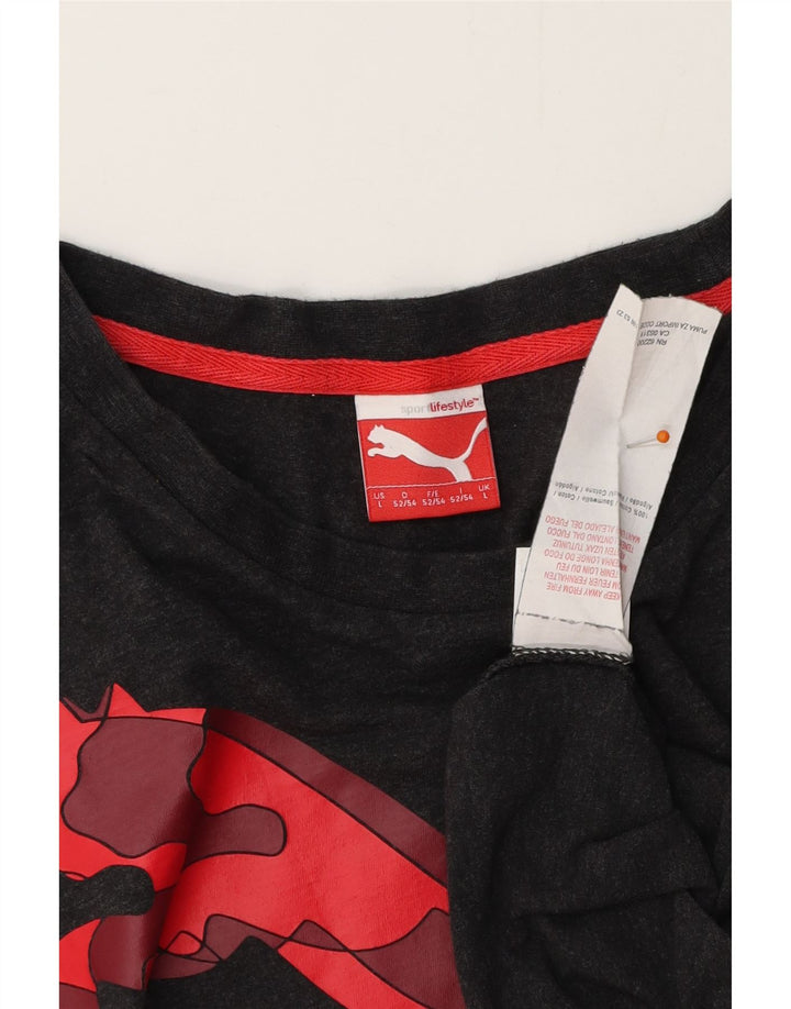 PUMA Mens Graphic T-Shirt Top Large Grey Cotton