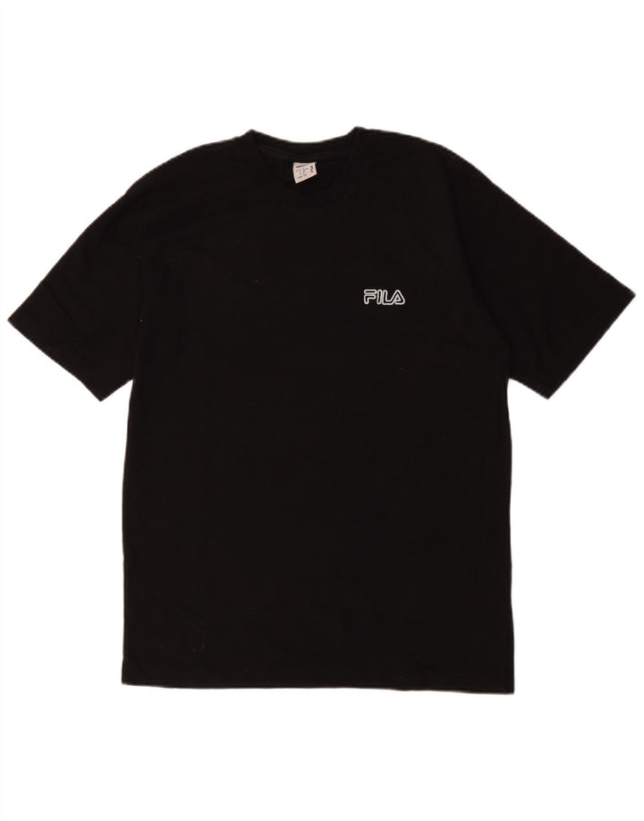 Fila Mens T-Shirt Top Small Black Cotton