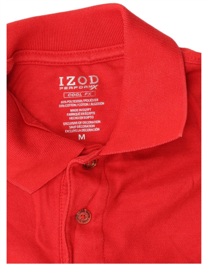 Izod Mens Long Sleeve Polo Shirt Medium Red Polyester