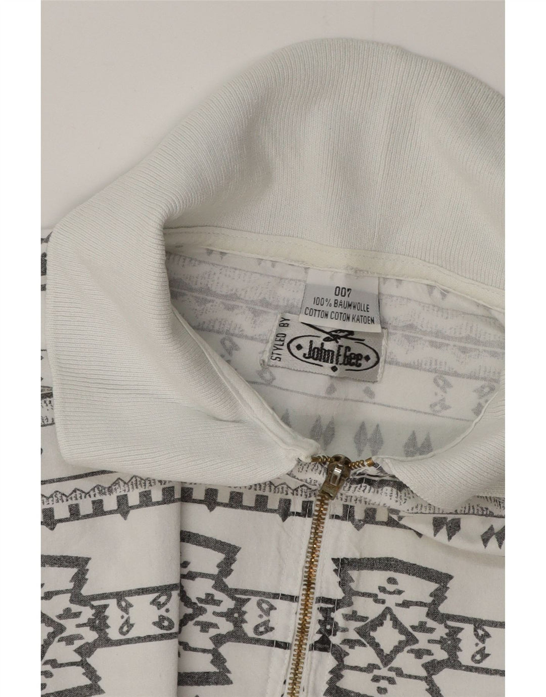 JOHN F GEE Mens Short Sleeve Pullover Shirt 2XL White Geometric Cotton