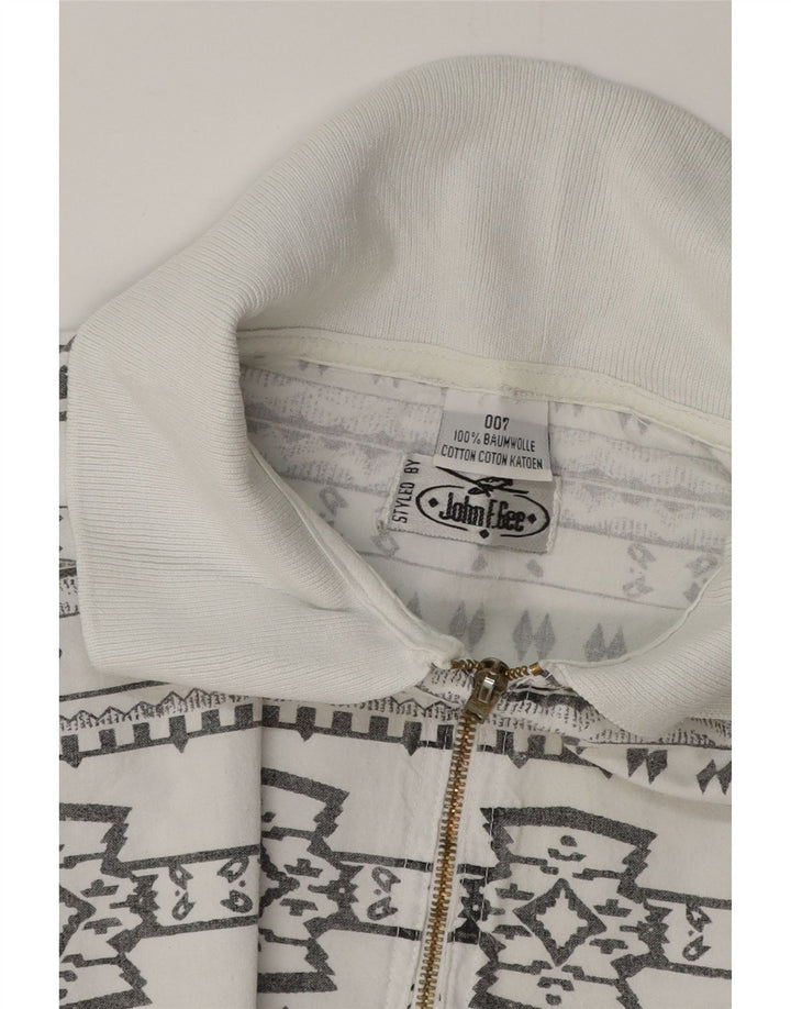 JOHN F GEE Mens Short Sleeve Pullover Shirt 2XL White Geometric Cotton