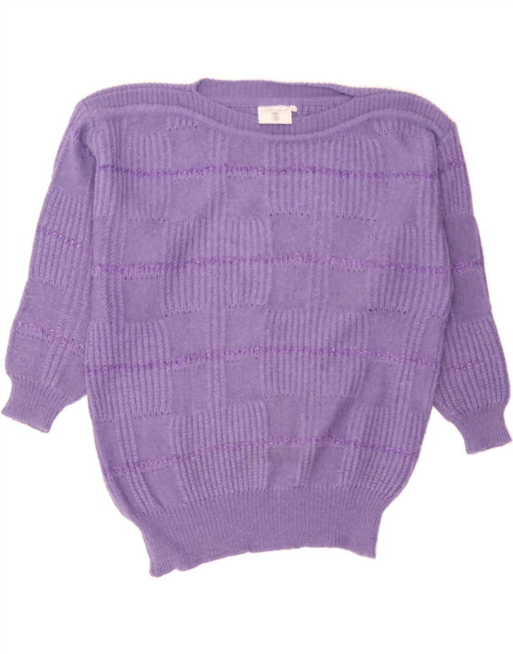 VINTAGE Womens Boat Neck Jumper Sweater IT 42 Medium Purple Polyamide Vintage Vintage and Second-Hand Vintage from Messina Hembry 